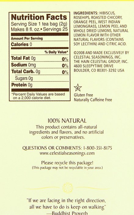 Celestial Seasonings Wild Berry Zinger Herbal Tea, 20 Count (Pack of 6) N36