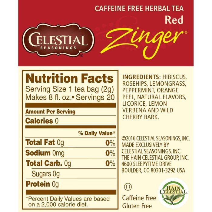 Celestial Seasonings Wild Berry Zinger Herbal Tea, 20 Count (Pack of 6) N47