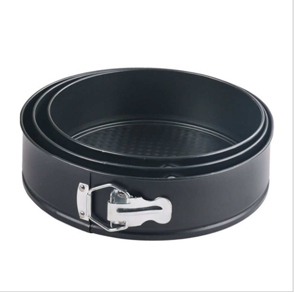 YIJIA 3Pcs/Set Round Cake Baking Pan Black Carbon Steel Cakes Molds Removable Bottom Non-Stick Bake Mould Bakeware
