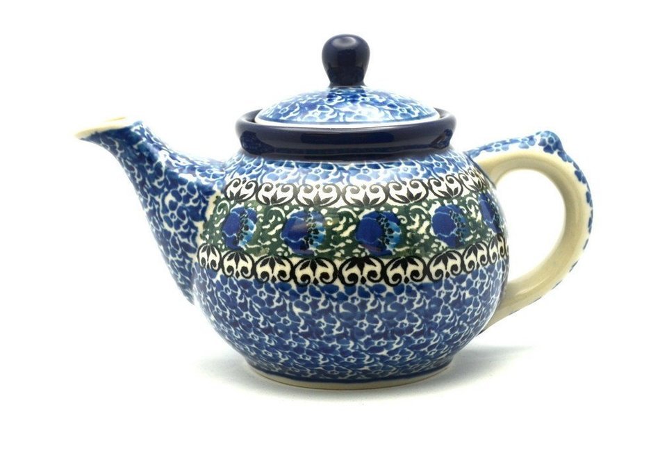 Polish Pottery Teapot - 14 oz. - Peacock Feather