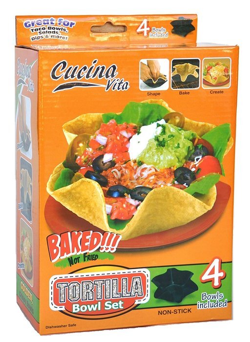 Perfect Baked Tortillas Bowl Maker 4 Set and Microwave Bacon Bowl Novelty Unusual Cookware Gift Set for Her Him... N2