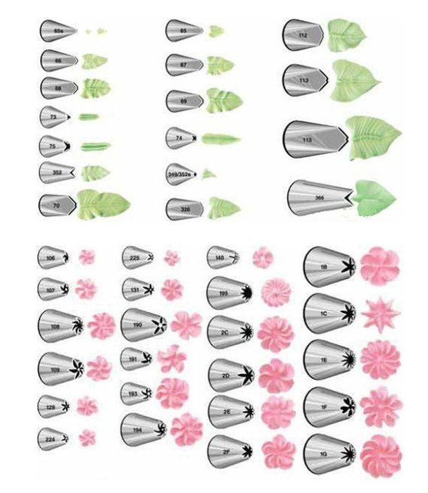 KSprot Stainless SteelCake Decorating Tips Set,24 Pieces Professional Stainless Steel Icing Tips (A) N4