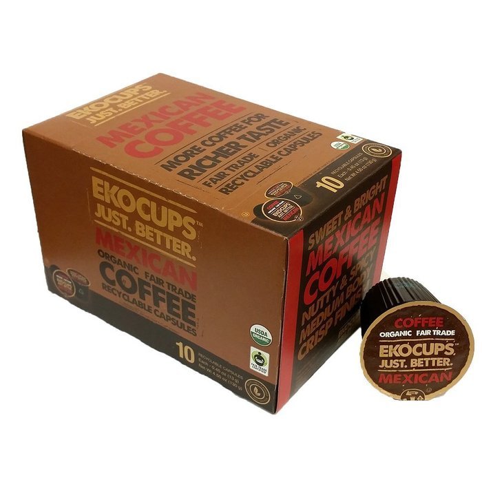 EKOCUPS Organic Artisan Mexican Coffee, Medium Roast, in Recyclable Single Serve Cups for Keurig K-cup Brewers... N2