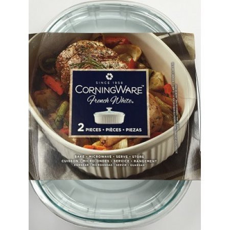 Corningware French White 1.5-Quart Oval Baking Dish with Glass Lid N2