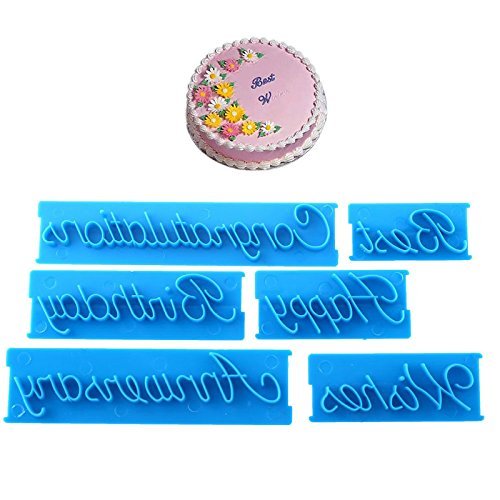 Genenic 6PCS Cookie Decorating Fondant Cutter Happy Birthday Sugarcraft Mould Cake Mold Letter N3