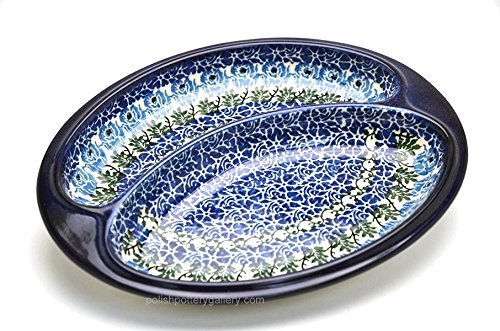 Polish Pottery Dish - Divided Polish Sausage - Antique Rose