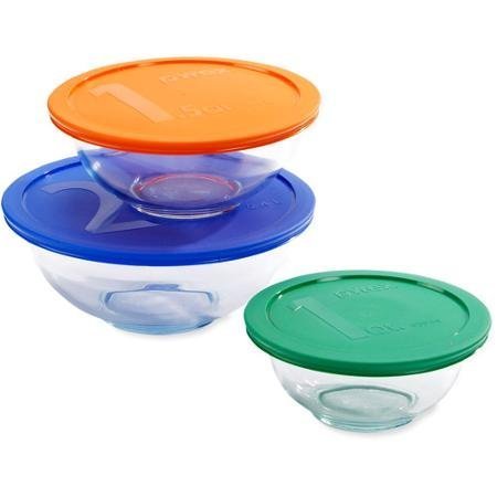 6-Piece Lightweight Mixing Bowl Set, Impact-Resistant Glass