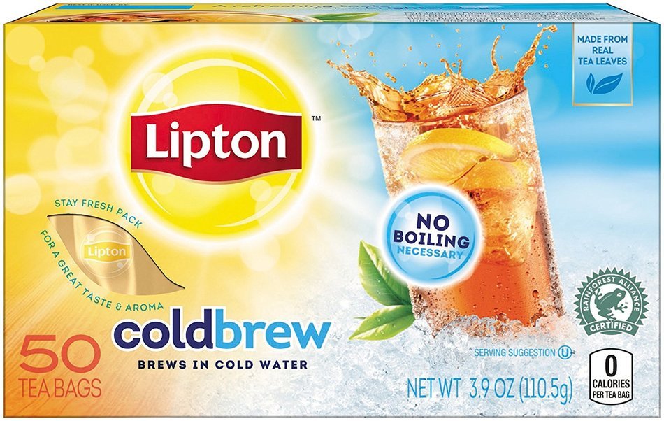 Lipton Black Iced Tea Bags, Cold Brew 50 ct (Pack of 6)