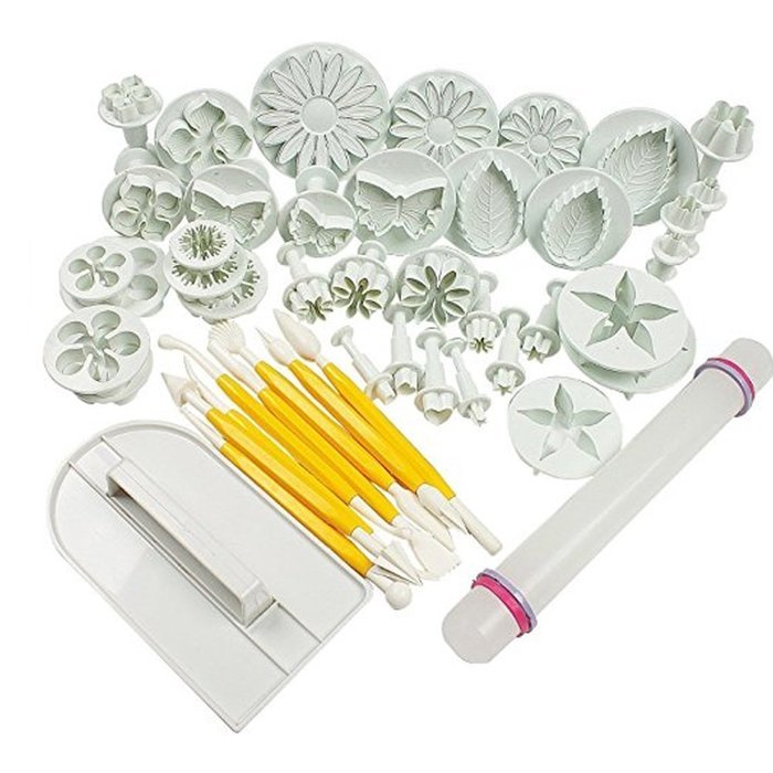 SIO Set of 46pcs Cake Tools Flower Fondant Cake Sugarcraft Cake Decorating Kit Cookie Mold Cake Mould Cutter Baking... N2