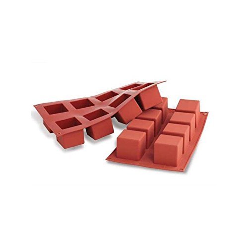 Silikomart Silicone Cube Cake Mould, 50 x 50mm, Terracotta