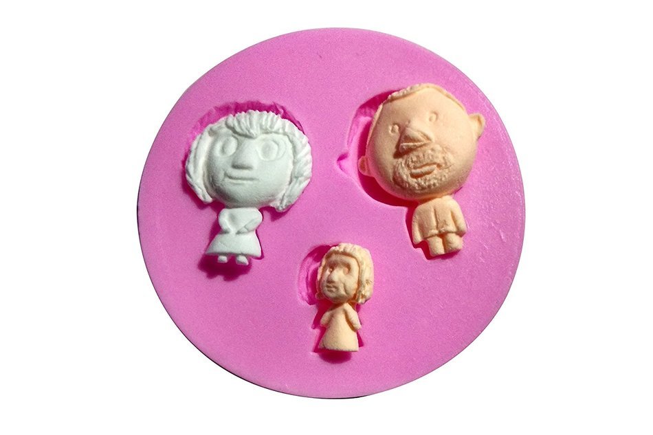 Wocuz W0362 4 Human Faces Candy Making Silicone Mold Cake Decoration Mould Fondant Chocolate Small Pastry Tool N4