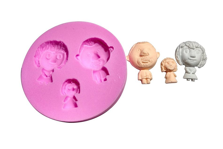 Wocuz W0362 4 Human Faces Candy Making Silicone Mold Cake Decoration Mould Fondant Chocolate Small Pastry Tool N5