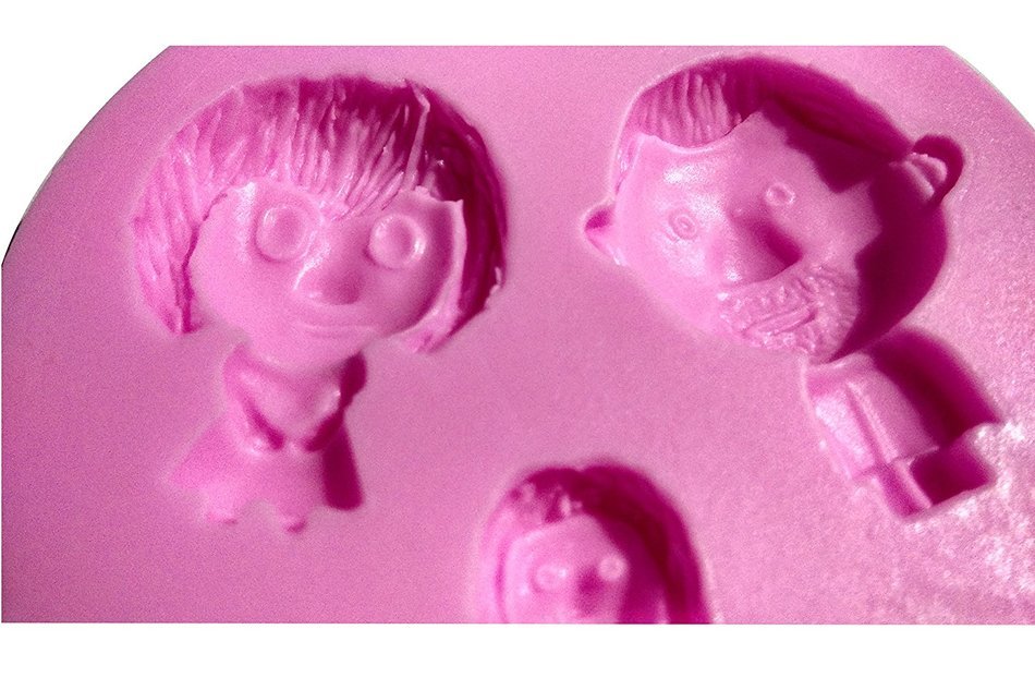 Wocuz W0362 4 Human Faces Candy Making Silicone Mold Cake Decoration Mould Fondant Chocolate Small Pastry Tool N7