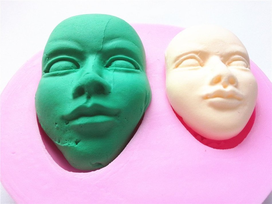 Wocuz W0362 4 Human Faces Candy Making Silicone Mold Cake Decoration Mould Fondant Chocolate Small Pastry Tool N12
