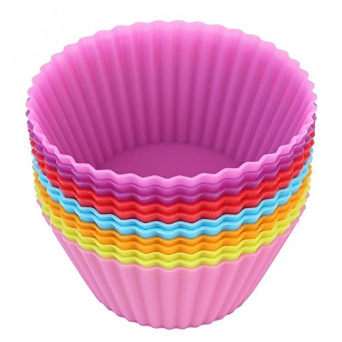 12pcs/pack 2.8inch Soft Silicone Cake Muffin Chocolate Cupcake Bakeware Baking Cup Mold Multicolor