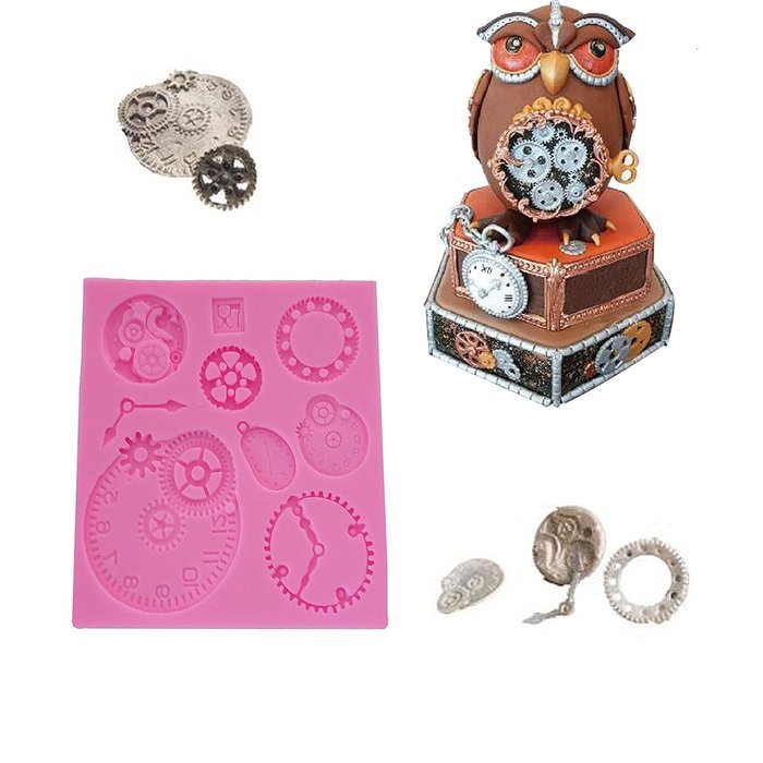 Wocuz WZ1241 Clock Shape Silicone Mold Fondant Mold Cupcake Cake Top Decoration Tool Cake Side Decorating Mold N2