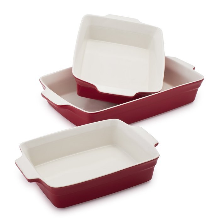 Sur La Table Stoneware Bakers Y09-3SR , Set of 3, Red