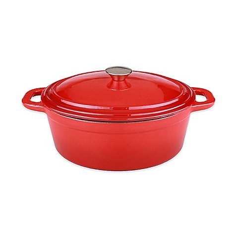 BergHOFF Neo 8 qt. Cast Iron Covered Casserole in Red | 12.75" L x 9.5" W x 5.25" H