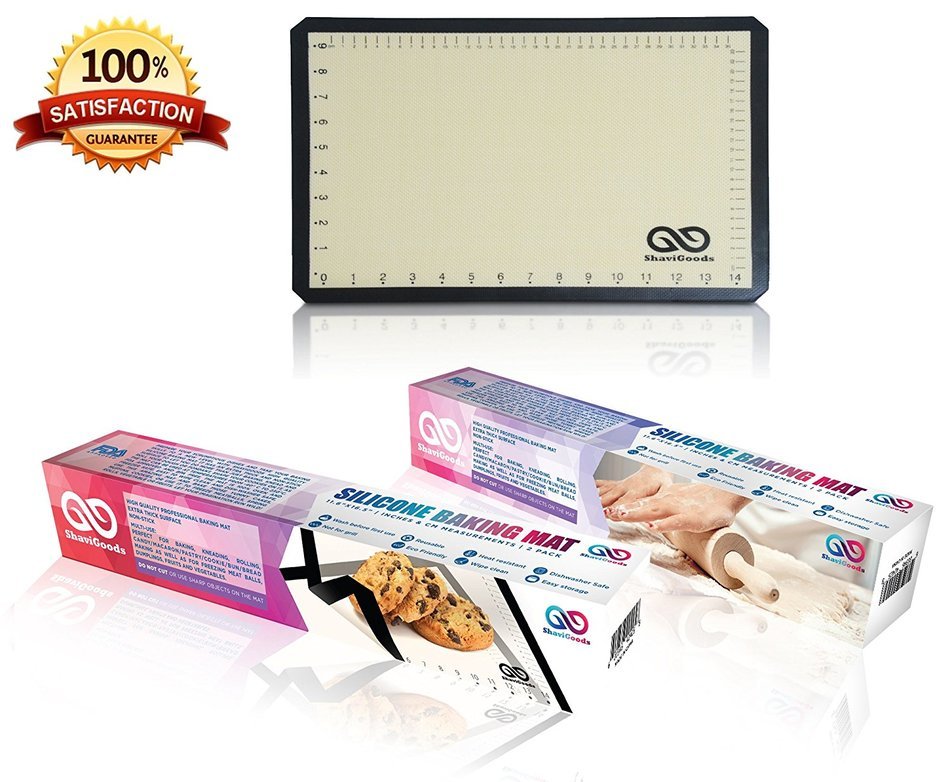 Premium Silicone Baking Mat By ShaviGoods with Measurements Set of 2 with Free Baking Ebook