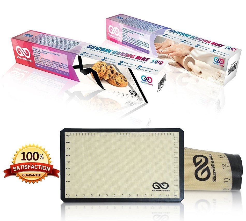 Premium Silicone Baking Mat By ShaviGoods with Measurements Set of 2 with Free Baking Ebook N4