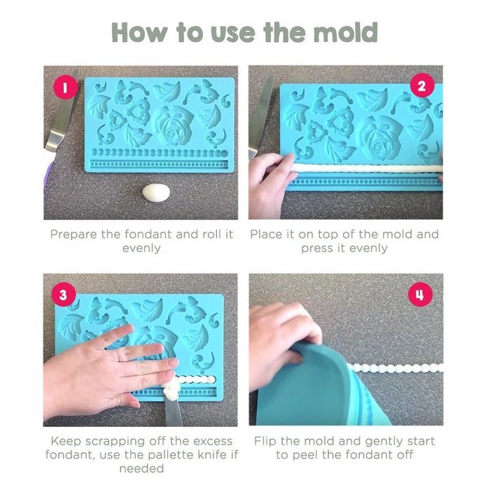 Lacey Mold | Set of 2 Gorgeous 8 X 5 Inches Flower Pearl Non Stick Mat Food Grade Silicone 3D Mold for Cupcake... N5