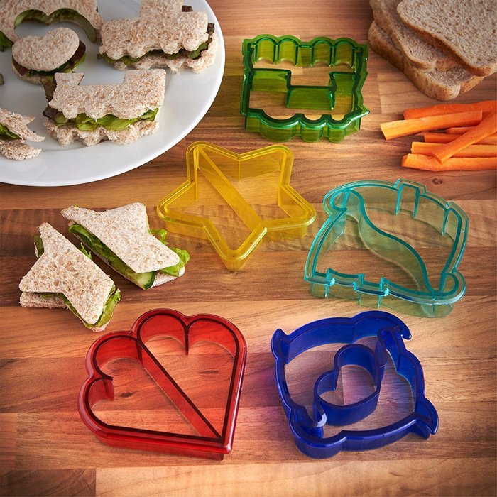 VonShef Fun Cake, Cookie & Sandwich Cutter Shapes for Kids &ndash; Set of 5 Shapes: Dinosaur, Dolphin, Heart, Star &... N2