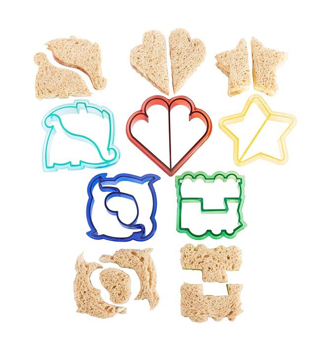 VonShef Fun Cake, Cookie & Sandwich Cutter Shapes for Kids &ndash; Set of 5 Shapes: Dinosaur, Dolphin, Heart, Star &... N8