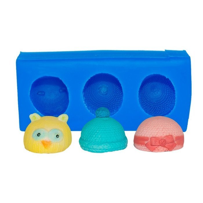 First Impression Molds B253 Tiny Baby Hat Silicone Cake Decorating Mold Set, Mini, Blue N2