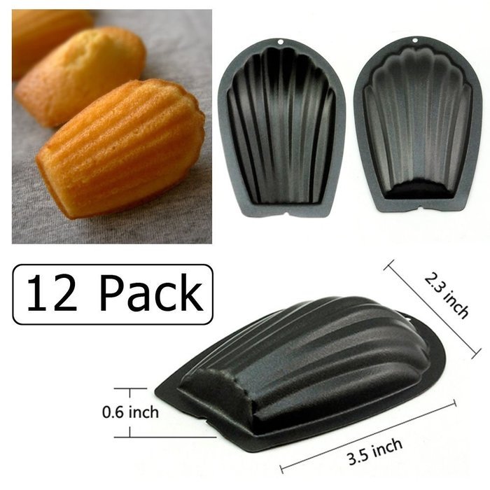 Baking Molds, 12 Pack Stainless Steel Madeleine Baking Mold Non Stick Mini Cake Cupake Mould, 20g Per One, Material...