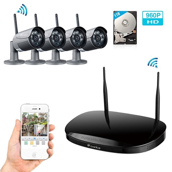 Ctronics 2.4G HD Wireless NVR System WIFI Security Cameras System with 4X960P Wireless Indoor&Outdoor Waterproof... N10