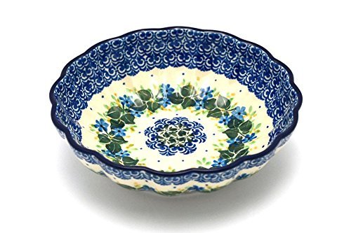 Polish Pottery Bowl - Shallow Scalloped - Medium - Ivy Trail