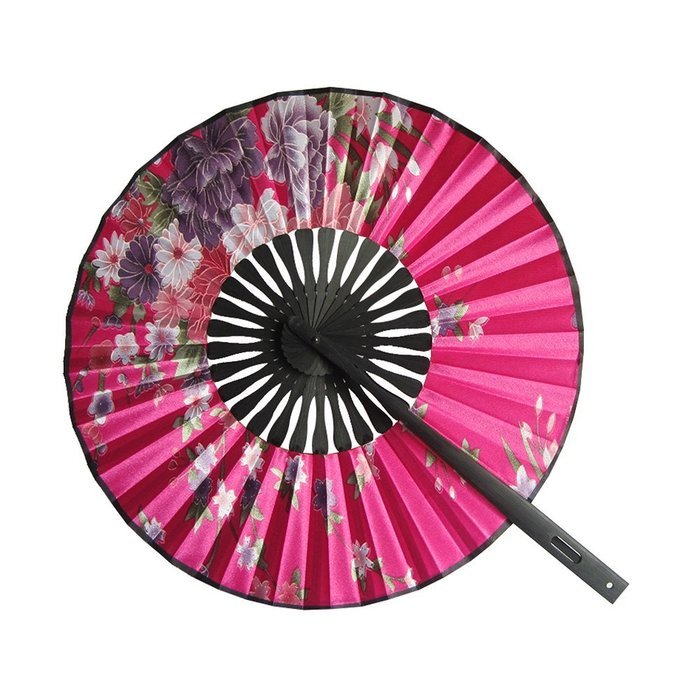 Froomer Round Floral Fabric Hand Fan Colorful Home Japanese Style Festival Decor N2