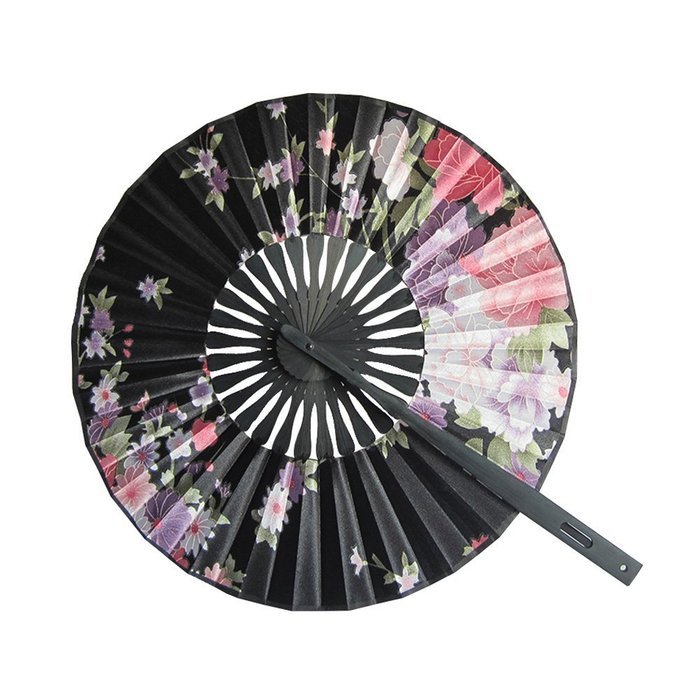 Froomer Round Floral Fabric Hand Fan Colorful Home Japanese Style Festival Decor N4