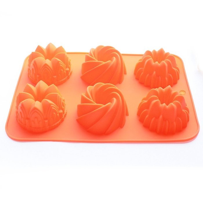 X-Haibei Mini Bundt Cake Pan Jello Ice Cream Dessert Bakeing Mold Silicone 6-Cup