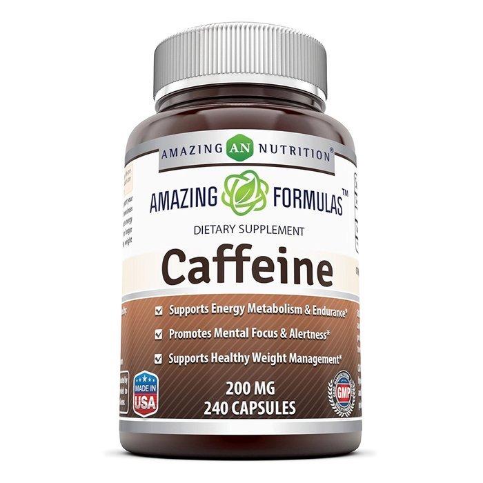 Amazing Formulas Caffeine 200 Mg 240 Capsules - Boosts your metabolism for faster fat loss - Pre workout boost...