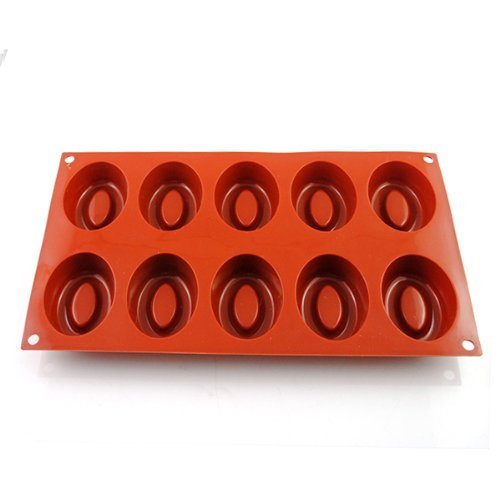 iClover Quality 10-Cavity Oval cake Mold Pudding Pan and Muffin Cups food Grade Silicone Chocolate Mold Liner...