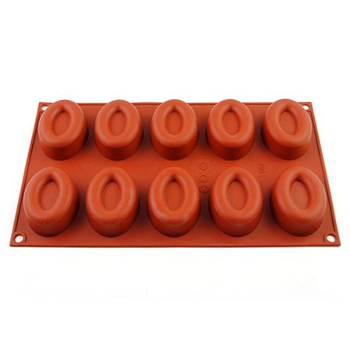iClover Quality 10-Cavity Oval cake Mold Pudding Pan and Muffin Cups food Grade Silicone Chocolate Mold Liner... N4