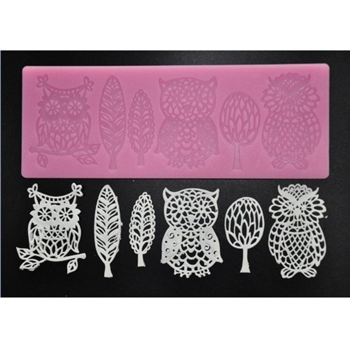 FOUR-C Decorating Tools Silicone Lace Mat Cake Lace Mold for Decoration Color Pink