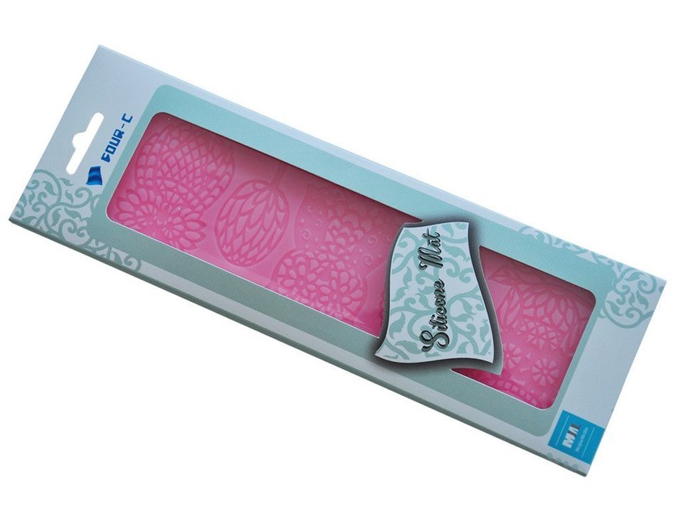 FOUR-C Decorating Tools Silicone Lace Mat Cake Lace Mold for Decoration Color Pink N3
