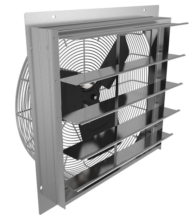 Fantech 2SHE20B1W Axial Wall Shutter Fan Fan, Direct Driveve, 1/4 Hp, 115V, 1 Ph, TEFC, 20"