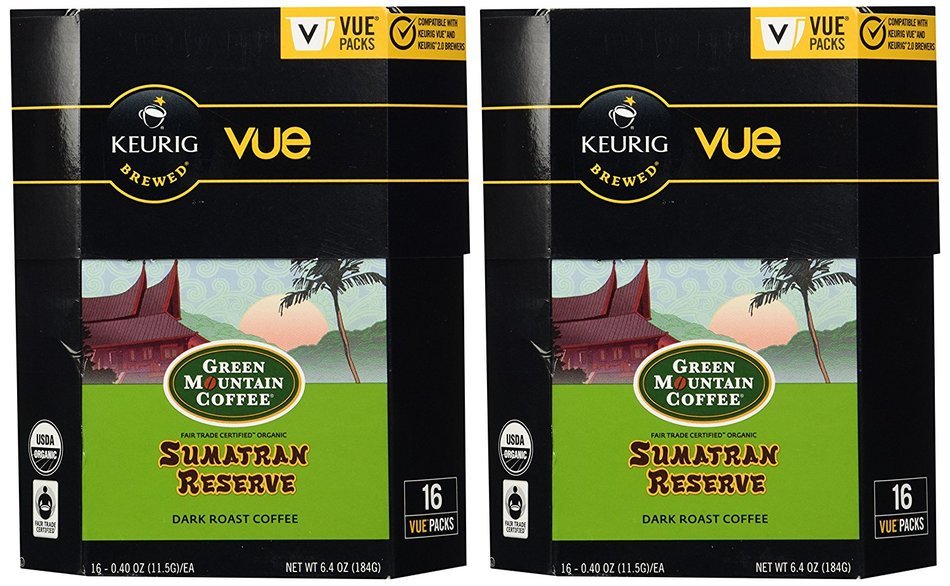 32 Count - Green Mountain Fair Trade Organic Sumatran Reserve Coffee Vue Cup For Keurig Vue Brewers