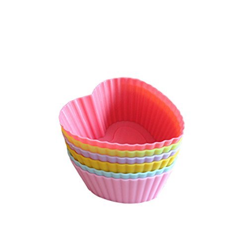 Pack of 10 Love Heart Muffin Jelly Pudding Cupcake Silicone Mold Pan 2.7"x2.1"x1.3" Color At Random N2
