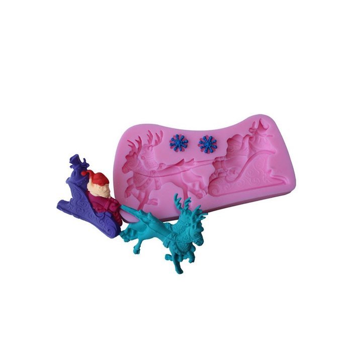 Cutoy Santa Sleigh Design Silicone Cake Fondant Chocolete Jello Soap Candy Gum Paste Molds Clay Moulds DIY Decorating...