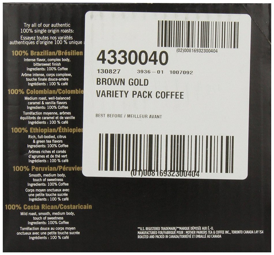 Brown Gold, Coffee Variety Pack, 36 Single Serve RealCups