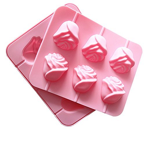 6 Roses Lollipop Mold Silicone Cake Mold Pan 7.8"x6.4"x0.98" Color At Random
