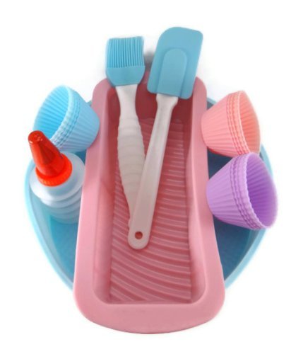 20 Piece Silicone Baking Set, Round Cake, Loaf & Cupcakes, Pastel Colors N4