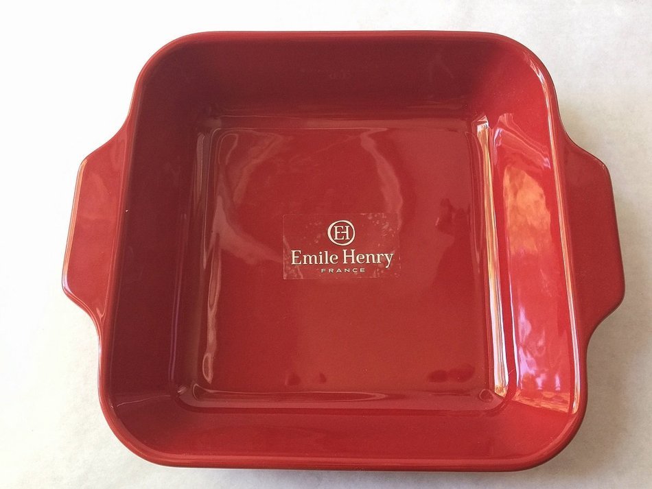 Emile Henry 9" x 9" Square Casserole Baker Baking Dish, Red