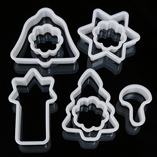Cookie Christmas Cutter Plastic Bell Tree Star Cake Mold Fondant Baking Mould 8PCS shopping N3