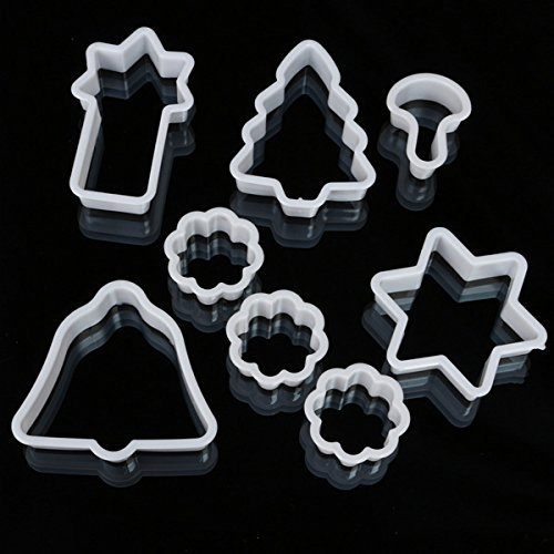 Cookie Christmas Cutter Plastic Bell Tree Star Cake Mold Fondant Baking Mould 8PCS shopping N4