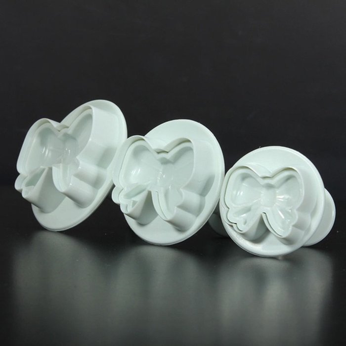 Fondant Icing Cutter Tools 3Pcs/Set Butterfly knotSilicone Bowknot Plunger Sugar craft Cake Cookies Decorating... N3